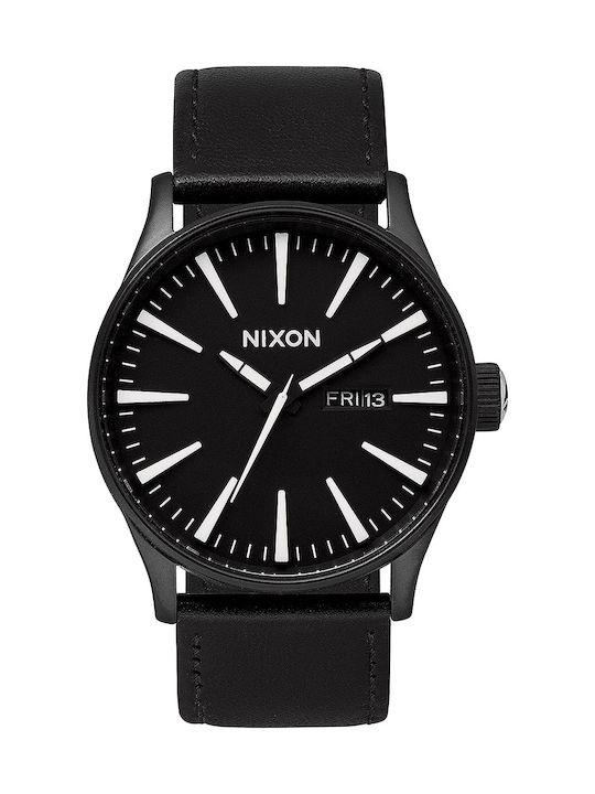 Nixon Ceas Bărbați 42mm Baterie Cu Curea Din Piele Neagră