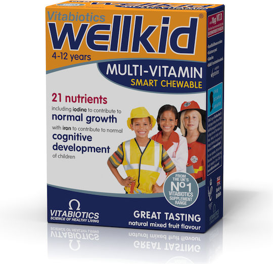 Vitabiotics WellKid Smart Chewable with Omega-3 Πολυβιταμίνη για Ενέργεια Fruit 30 μασώμενες ταμπλέτες