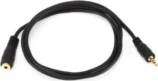 DeTech 3.5mm Jack Cable - 3.5mm Female to 3.5mm Male Black 3m with Gold Plated Terminals