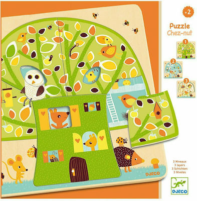 Holz Kinder Steckpuzzle Το Δέντρo für 2++ Jahre 12pcs Djeco