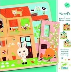 Wooden Kids Peg Puzzle Το Σπίτι του Λαγού for 1+ Years 12pcs Djeco