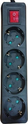 Eurolamp Steckdosenleiste mit Überspannungsschutz 4 Steckdosen mit Schalter und Kabel 2m Schwarz 5Stück