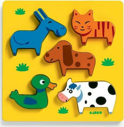 Wooden Kids Peg Puzzle Η Φάρμα for 1+ Years 5pcs Djeco