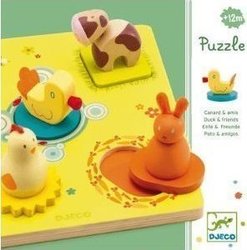 Lemnos Puzzle pentru Copii cu Îmbinări Παπάκι pentru 1+ Ani 5buc Djeco