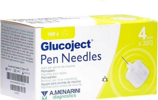 Menarini Glucoject Pen Insulin Needles 32G x 4mm 100pcs