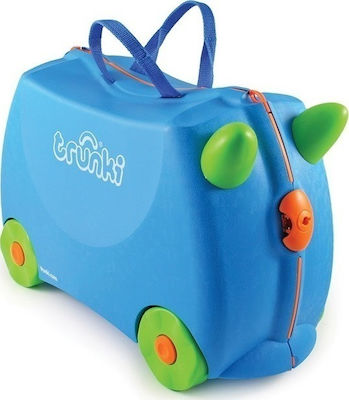 Trunki Terrance Children's Cabin Travel Suitcase Hard Blue with 4 Wheels Height 31cm.