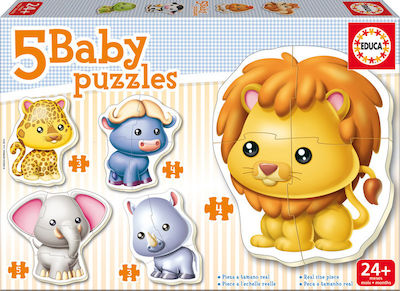 Wooden Kids Puzzle Baby Wild Animals for 2++ Years 19pcs Educa