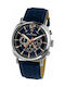 Jacques Lemans Lugano Watch Chronograph Battery with Blue Leather Strap