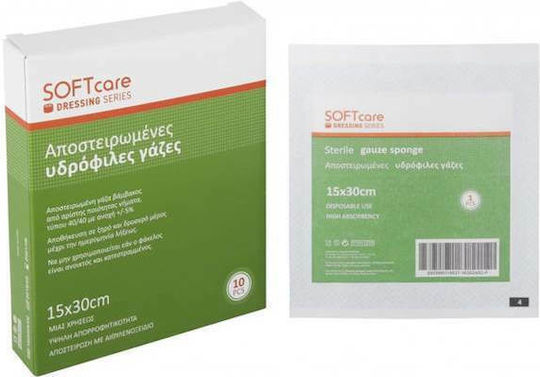 Bournas Medicals Sterile Gauze Pads 15x30cm SoftCare 10pcs 119.003