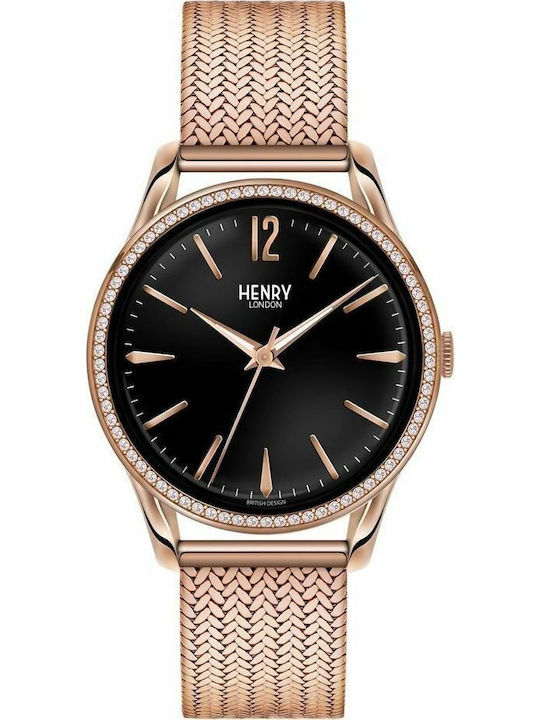 Henry London Richmond Γυναικείο Ρολόι 39mm Μπαταρίας με Ροζ Χρυσό Μεταλλικό Μπρασελέ