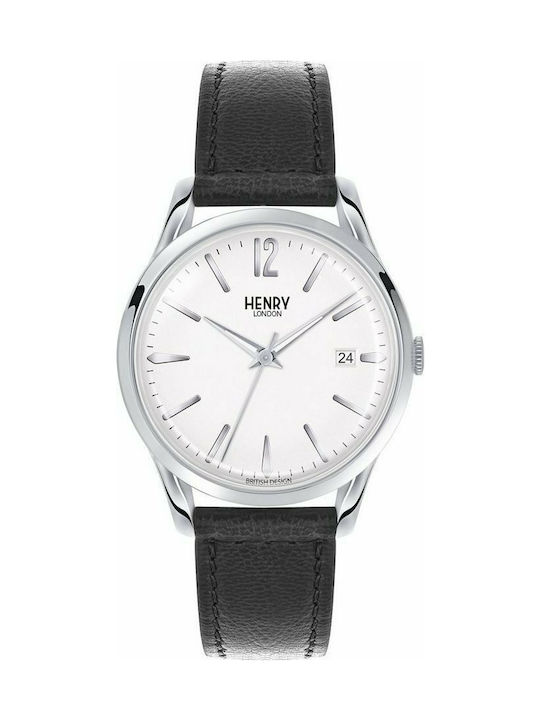 Henry London Edgware Watch Battery with Black Leather Strap