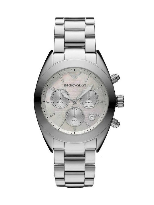Emporio Armani Women's Watch Chronograph with Silver Metal Bracelet