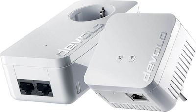 Devolo dLAN 550 WiFi Powerline Διπλού Kit για Ασύρματη Σύνδεση Wi‑Fi 4 με Passthrough Πρίζα και 2 Θύρες Ethernet