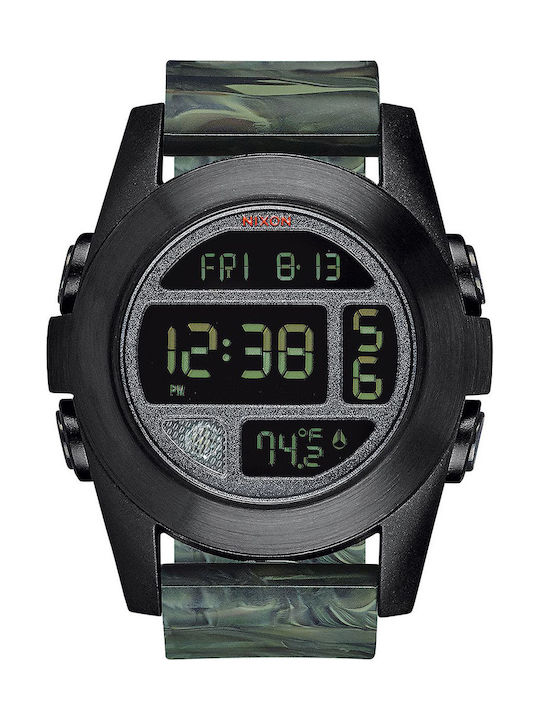 Nixon Unit Exp Digital Uhr Batterie mit Grün Kautschukarmband