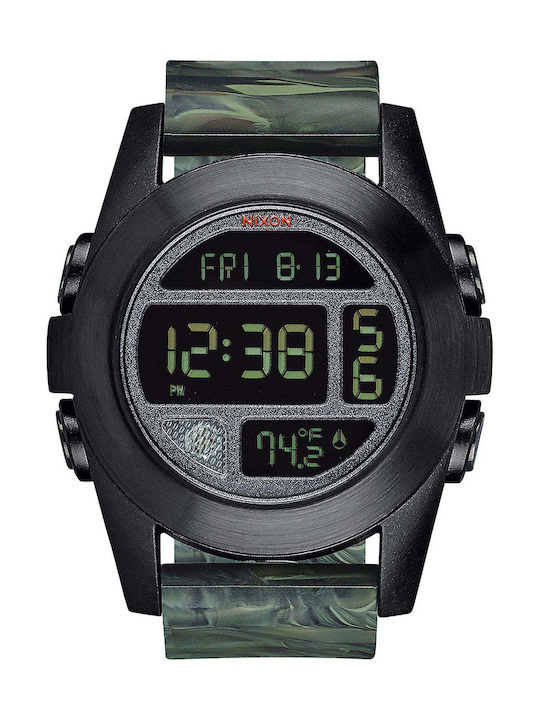 Nixon Unit Exp Digital Watch Battery with Green Rubber Strap