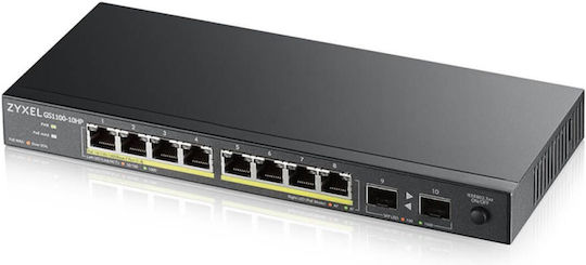 Zyxel GS1100-10HP Unmanaged L2 PoE Switch with 8 Gigabit (1Gbps) Ethernet Ports and 2 SFP Ports