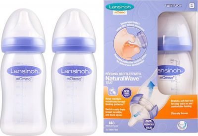 Lansinoh Plastic Bottle Set with Silicone Nipple for 0+, 0+ m, months 240ml 2pcs