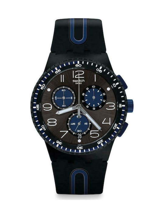 Swatch Kaicco Uhr Chronograph mit Schwarz Kautschukarmband