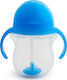 Munchkin Παιδικό Ποτηράκι με Λαβές και Καλαμάκι "Click Lock" από Πλαστικό Μπλε 207ml για 6m+