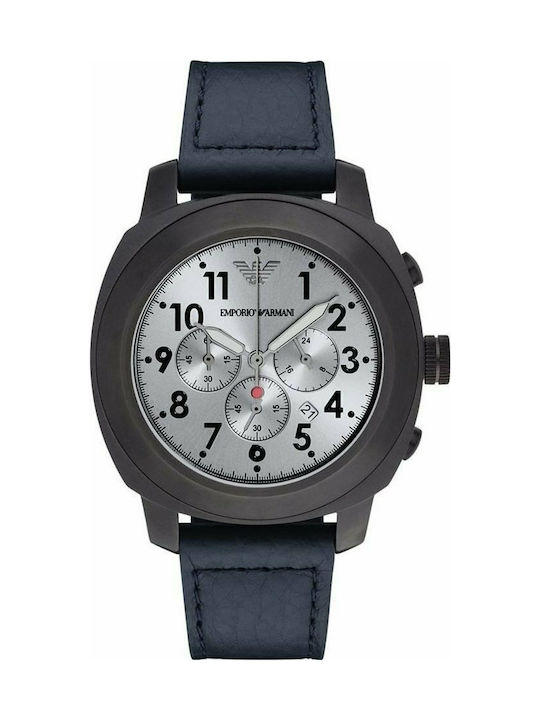 Emporio Armani Watch Chronograph Battery with Blue Leather Strap AR6086