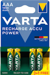 Varta Rechargeable Accu Επαναφορτιζόμενες Μπαταρίες AAA Ni-MH 1000mAh 1.2V 4τμχ