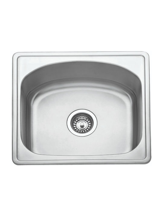 Gloria Tetras Ένθετος Νεροχύτης Inox Σατινέ Μ44xΠ38cm Ασημί