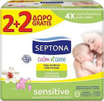 Septona Calm N' Care Sensitive Baby Wipes Alcohol & Parabens Free 4x64pcs