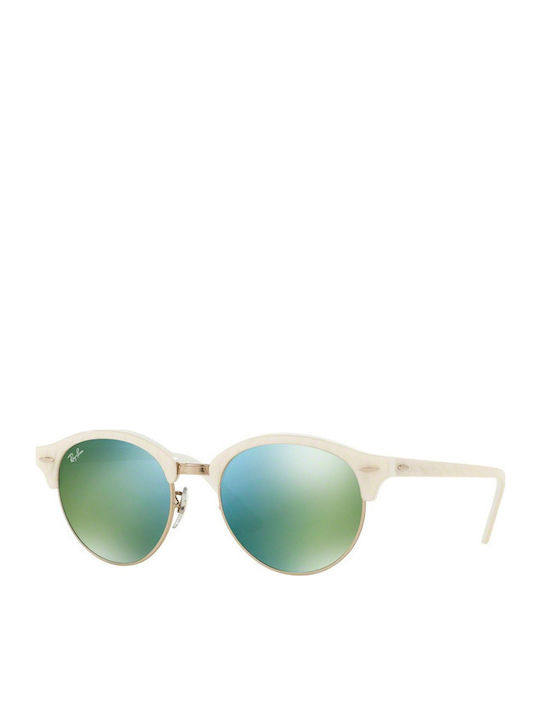 Ray Ban Clubround Unisex Γυαλιά Ηλίου με Μπεζ Σκελετό και Πράσινο Καθρέφτη Φακό RB4246 988/2X