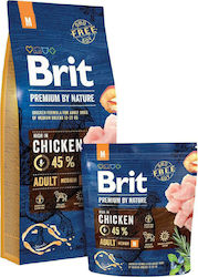 Brit Premium By Nature Adult Medium 15кг Суха Храна за Възрастни Кучета от Средни Породи с Пилешко