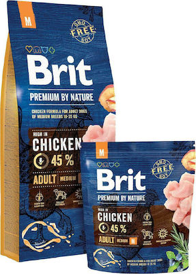 Brit Premium By Nature Adult Medium 15kg Trockenfutter für erwachsene Hunde mittlerer Rassen mit Huhn