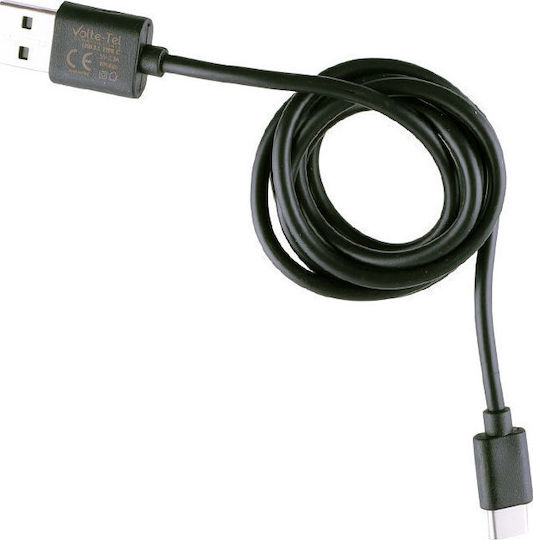 Volte-Tel USB Typ-C Kabel USB 3.1 männlich - USB-A Schwarz 1m 8159091