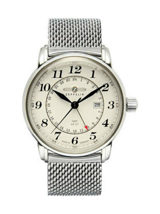 Zeppelin LZ127 Graf Uhr Batterie mit Silber Metallarmband