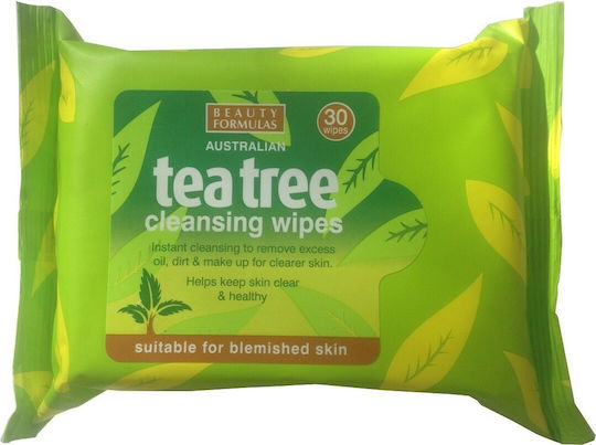 Beauty Formulas Tea Tree Șervețele Demachiante pentru Față pentru Ten Acneic 30 Bucăți