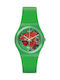 Swatch Choupette Watch with Green Rubber Strap