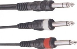 Sunrise Instrument Cable 6.3mm Male Stereo - 2X 6.3mm Male Kabel 6,3mm Stecker - 2x 6,3mm Stecker 3m Schwarz (SC7001S-M)