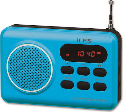 Ices IMPR-112 Tabletop Radio Rechargeable with USB Blue