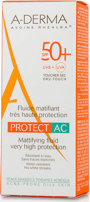 A-Derma Mattifying Fluid Protect AC Sunscreen Cream Face SPF50 40ml