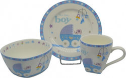 Feeding Set Σετ Πρωινού Πορσελάνης Μπλε 3τμχ made of Porcelain Blue 3pcs 759194