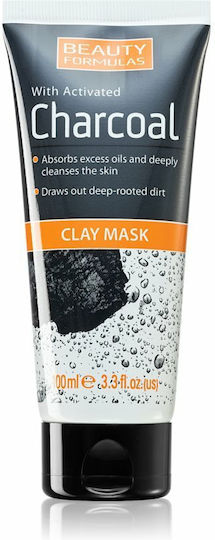 Beauty Formulas Activated Charcoal Μάσκα Ομορφιάς Προσώπου για Αποτοξίνωση Με Άργιλο & Ενεργός Άνθρακας 100ml