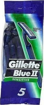 Gillette Blue II Plus Бръсначки за Еднократна Употреба с 2 Остриета и Лубрикантна Лента за Чувствителна Кожа 5бр