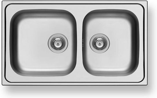 Pyramis Dorian 2B 107158501 Drop-In Spüle Links Inox Satiniert B86xT50cm Silber