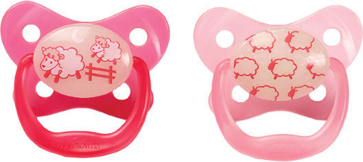 Dr. Brown's Prevent Orthodontic Pacifiers Silicone Night Lambs - Pink for 0-6 months 2pcs