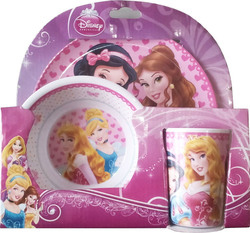 Set de hrănire Disney Πριγκίπισσες din Melamină Roz 3buc