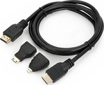 HDMI 2.0 Cable HDMI male - HDMI male 1.5m + Mini/M HDMI 1.4 Cablu HDMI de sex masculin - HDMI de sex masculin 1.5m Negru