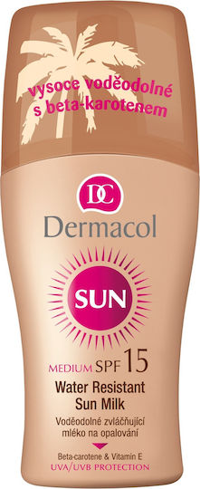 Dermacol Sun Sun Milk Водоустойчив Слънцезащитен Крем За Тяло SPF15 Спрей 200ml