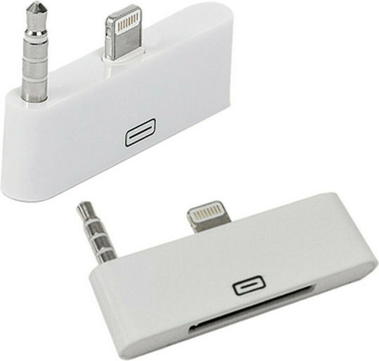 Convertoare 3.5mm / Lightning Masculin În Apple 30-pini Feminin Alb 1 Bucată