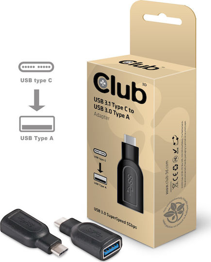 Club3D Μετατροπέας USB-C male σε USB-A female 1τμχ CAA-1521