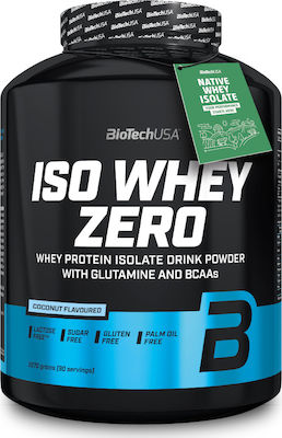 Biotech USA Iso Whey Zero With Glutamine & BCAAs Molkenprotein Ohne Gluten & Laktose mit Geschmack Kokosnuss 2.27kg