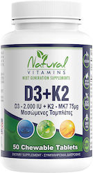 Natural Vitamins D3 + K2 Vitamin 50 Kautabletten
