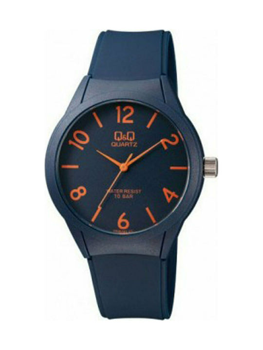 Q&Q Watch with Blue Rubber Strap